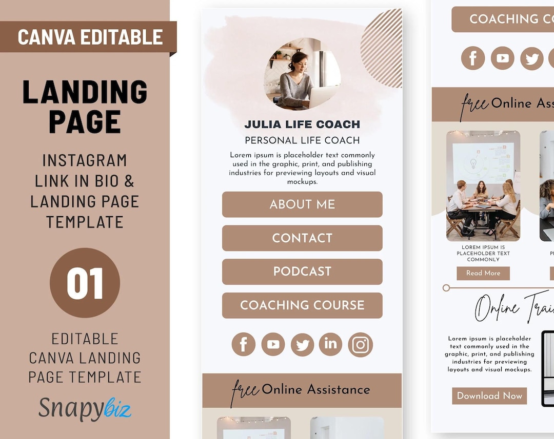 Instagram Link in Bio Template, Canva Editable, Landing Page Design ...