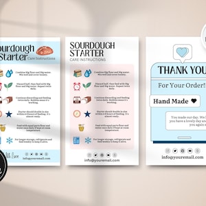 Instructies voor zuurdesem, startersgids voor zuurdesem, sjabloon Afdrukbare onderhoudskaarten voor bakkerijen Minimalistisch ontwerp Small Business CC-284