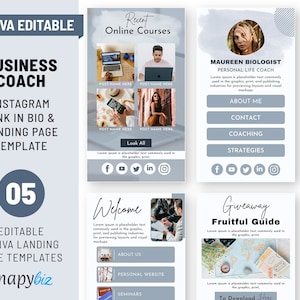 Link in Bio Linktree Canva Editable Template Digital download Instagram Landing Page Canva Website Coach Instagram Template Small Business