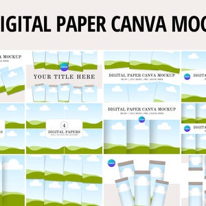 Digital Canva-mockup för papper, dra-och-släpp-display, Etsy-säljare, sömlöst scrapbook-paket, redigerbar mall