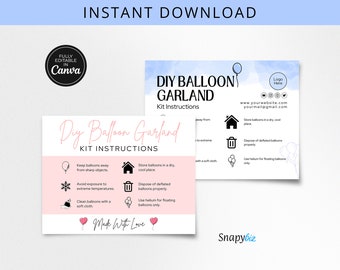 DIY Balloon Garland Kit Instructions Template, Editable Arch Guide (Digital Download)