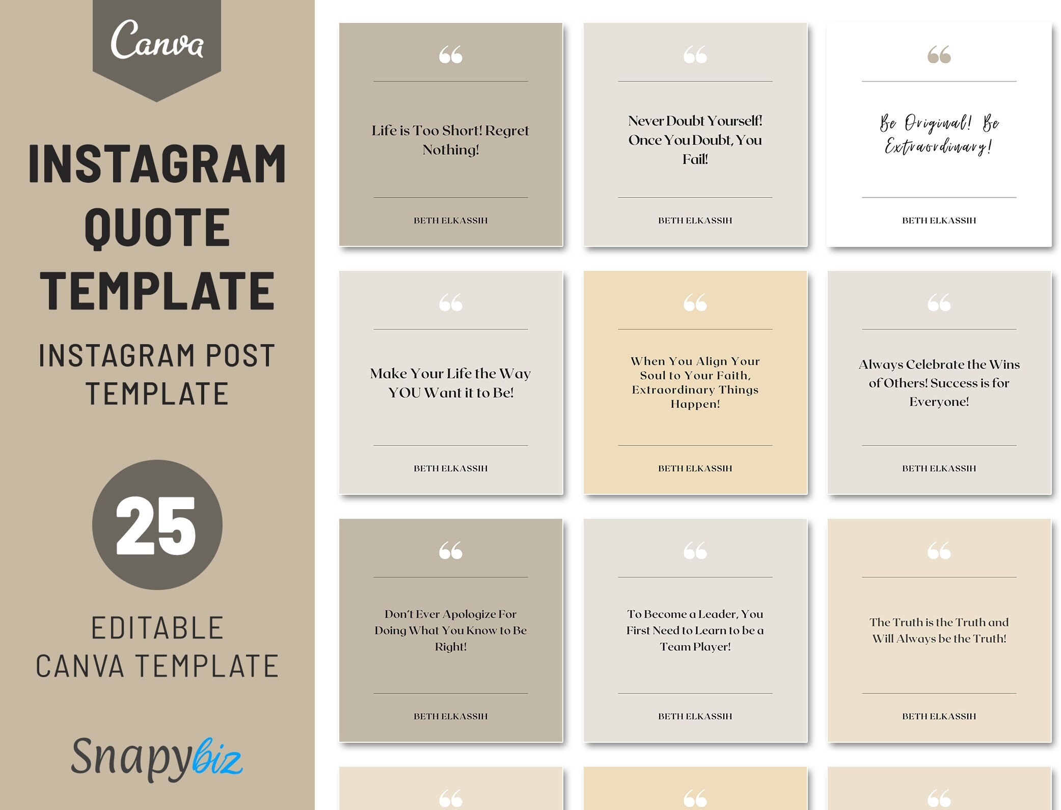 Instagram Canva Quote Template Inspirational Quotes for Etsy Instagram Canva Quote Template Inspirational Quotes for Etsy