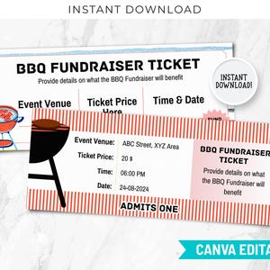 Fundraiser Bbq Ticket, Bbq Fundraiser, Bbq Ticket Fundraiser, Bbq Fundraiser bearbeitbar, Bbq Plate Sale Tickets, Bbq Raffle Ticket Coupon