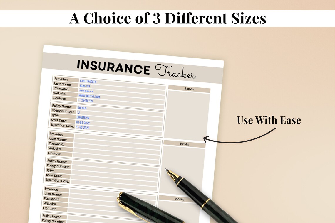 Fillable Insurance Binder Insurance Printable Insurance Etsy