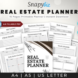 Real Estate Agent Planner Printable, Realtor Planner, Planner Printable for Realtors, Real ...
