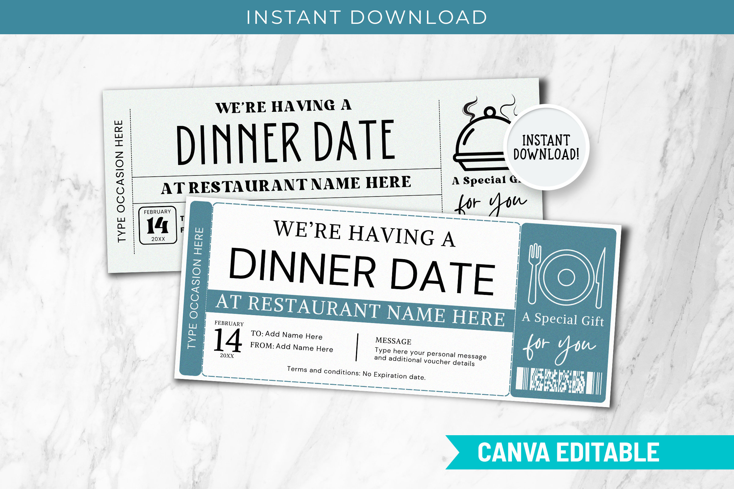 Dinner Reservation Ticket, Dinner Date Gift Voucher, Dinner Reservation Ticket, Dinner Date Coupon, Dinner Gift Card, Printable Date Ticket