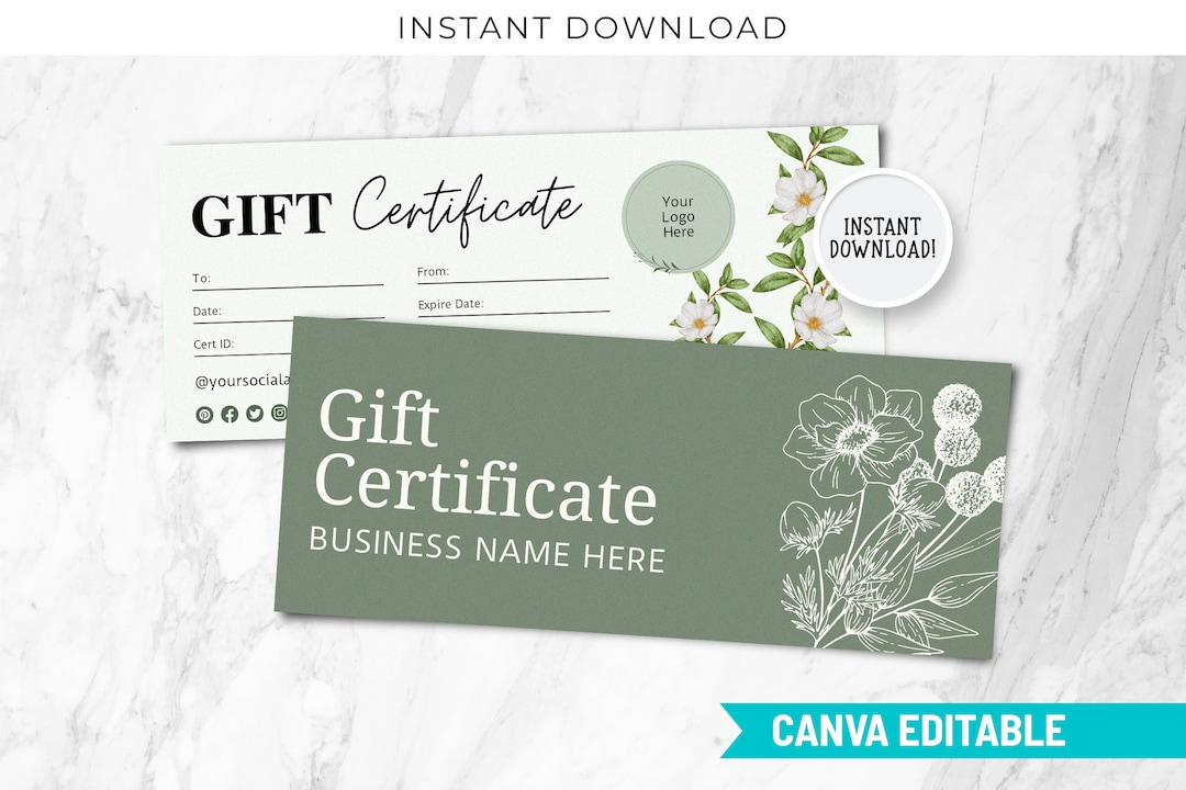 Editable and Printable Minimal Gift Certificate Template Gift - Etsy