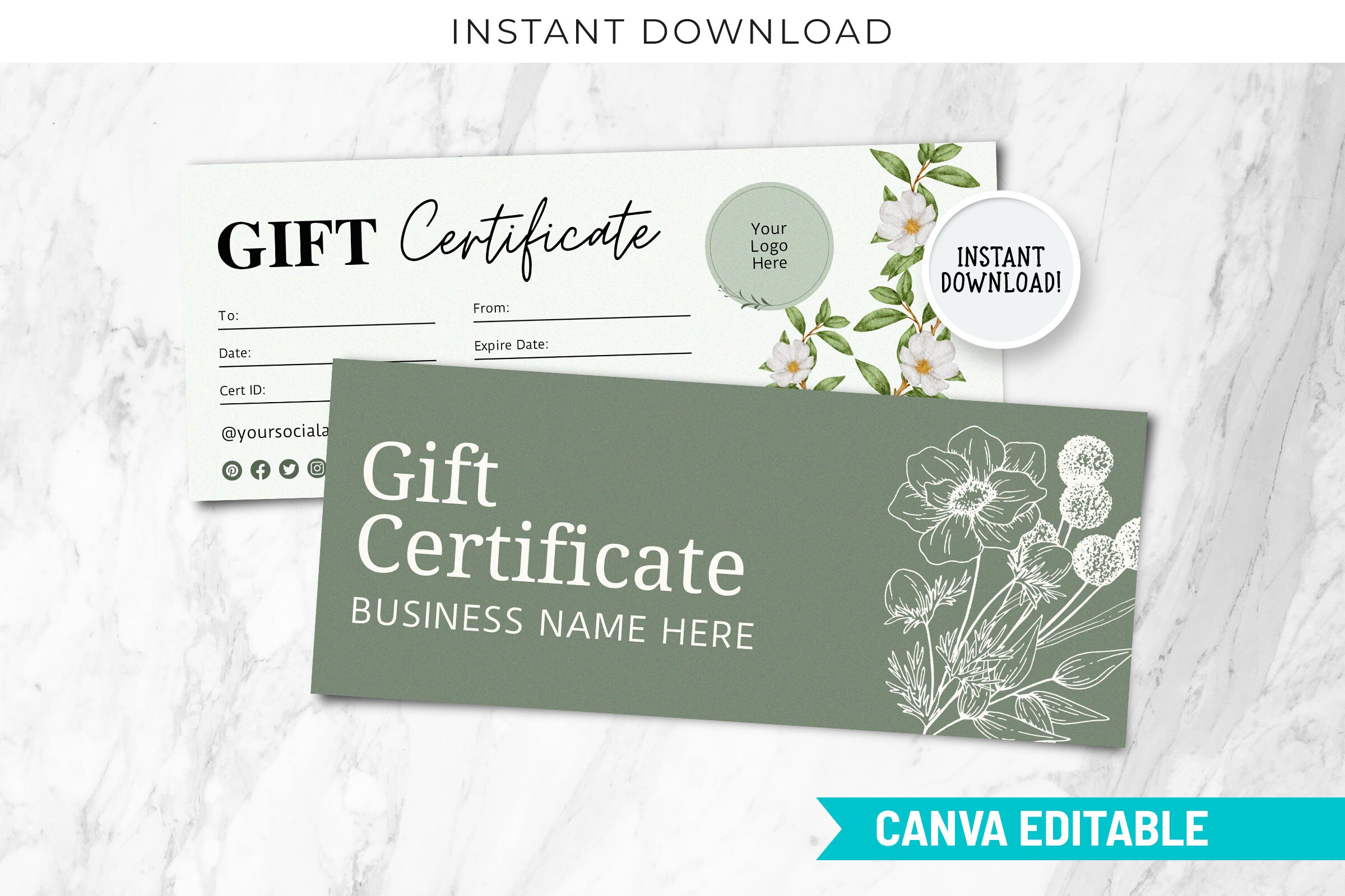 Editable and Printable Minimal Gift Certificate Template Gift - Etsy