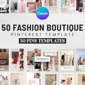 May include: An advertisement for a fashion boutique, showcasing 50 Pinterest templates. The design includes the text "50 FASHION BOUTIQUE PINTEREST TEMPLATE" and various fashion-related images, promoting a range of styles.