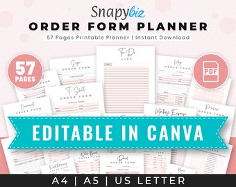 Editable Order Form Bundle: Small Business Canva Templates