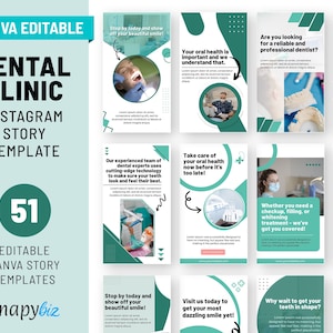 Dental Clinic Instagram Story Templates, Dental Story Template, Teeth Whitening Template, Dental Care Promotion, Dentist Marketing Template