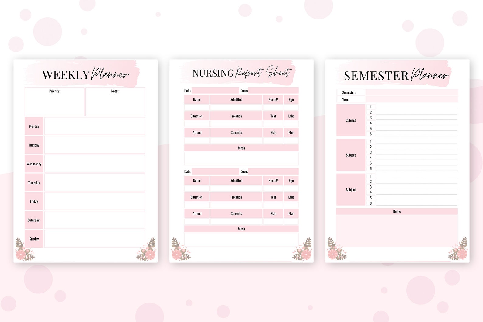Nursing School Planner Nursing Planner Planner for Nursing Etsy