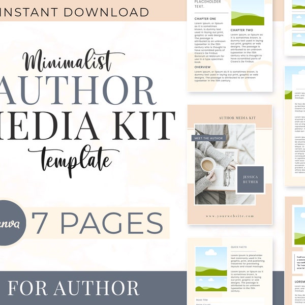 Author Media Kit Template | Media Kit For Influencer | Influencer Press Kit | Social Media Kit | Instant Download