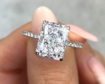 14K White Gold Asscher Cut Created Diamond Halo Engagement Ring 1.5TCW Size 6 14K White Gold Asscher Cut Created Diamond Halo Engagement Ring 1.5TCW Size 6