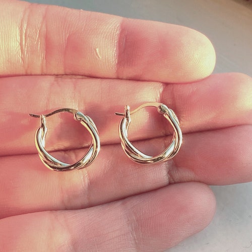 Sterling Silver Knot Hoops 18k Gold Plated Hoop 925 Silver Etsy
