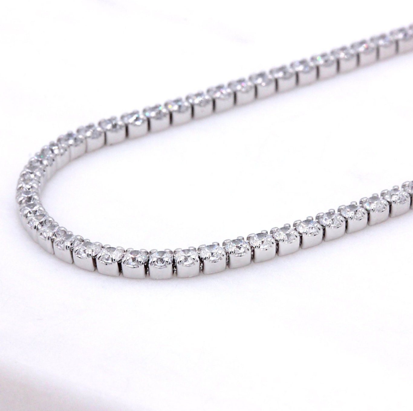 Sterling Silber 925 Tennis Halskette 2mm Tennis Halsband Etsy