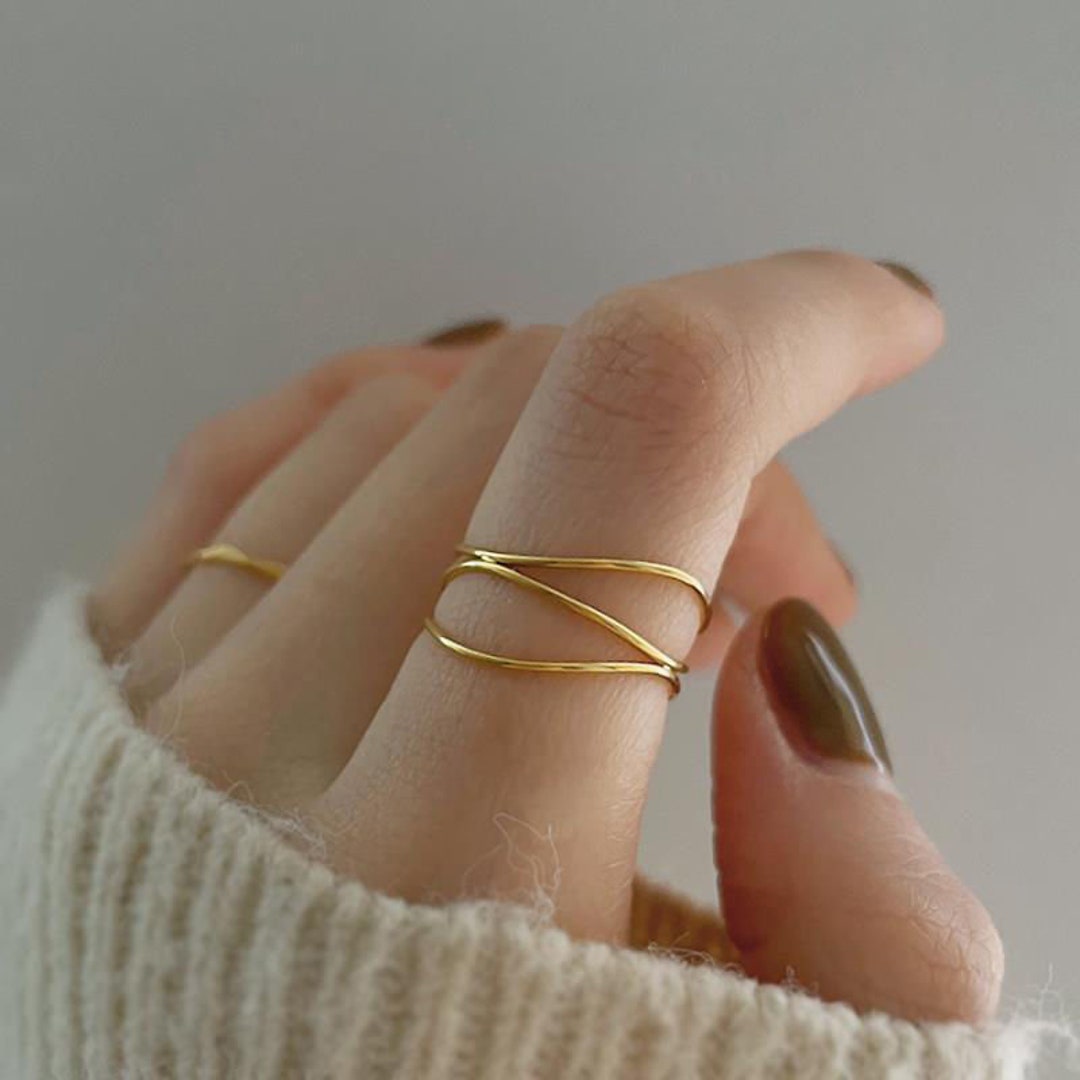 18K GOLD FILLED Wrap Ring Gold Stacking Rings Dainty Ring Etsy