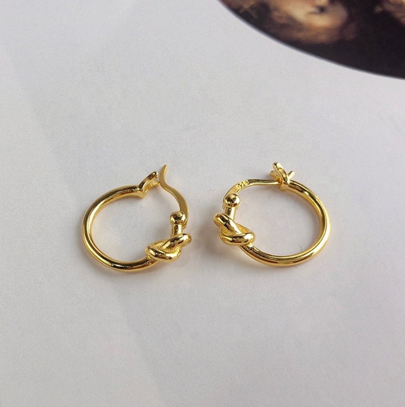 Sterling Silver Knot Hoops 18k Gold Plated Hoop 925 Silver - Etsy Canada
