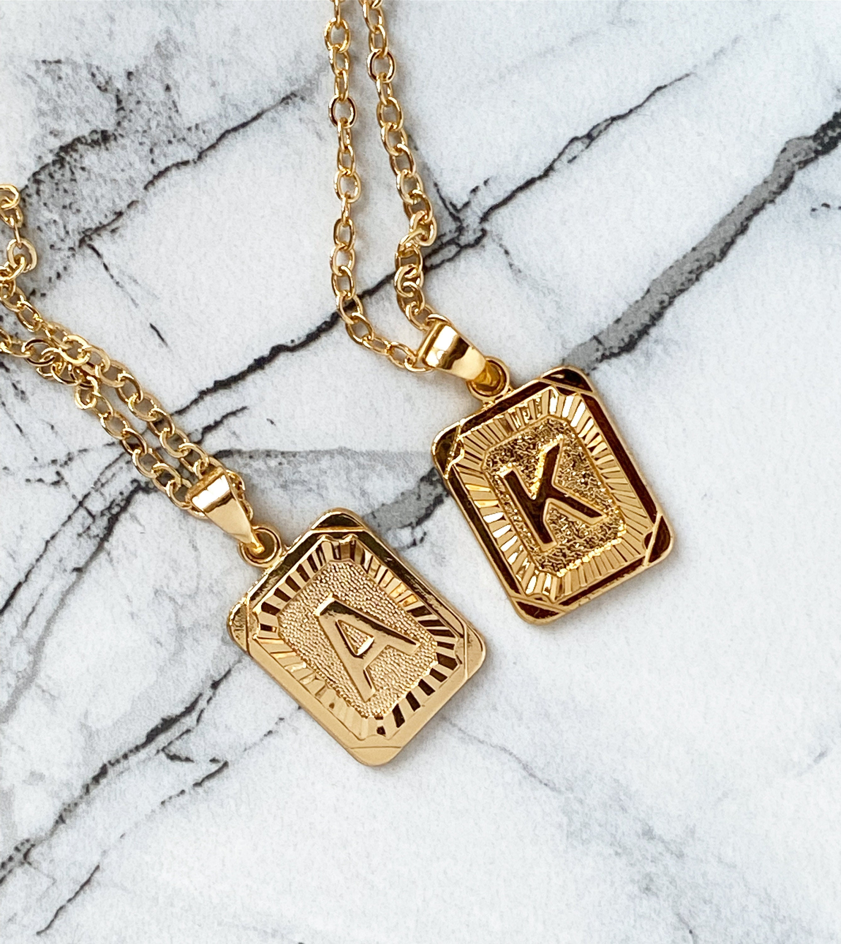 Gold Initial Necklace 18K Gold Filled 
