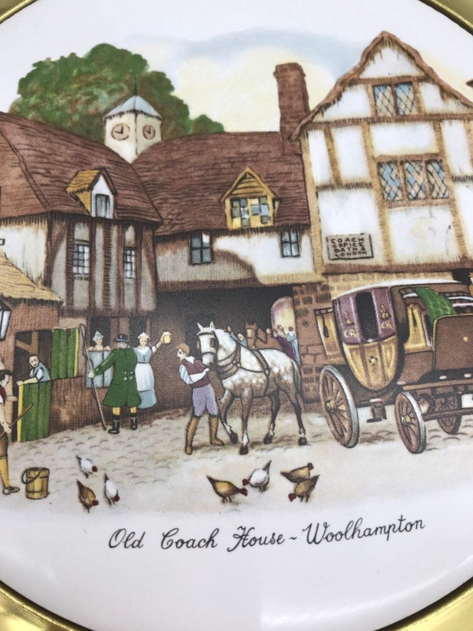 Vintage Old Coach HouseWoolhampton ceramic Plate with Gold Etsy
