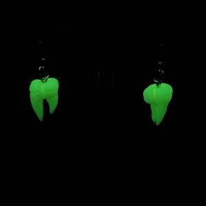 Glow in the dark anatomical teeth earrings (clip ons available)