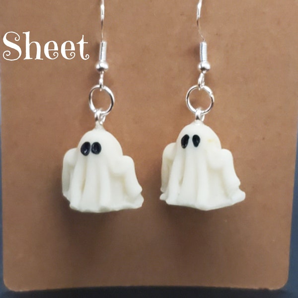 Glow in the dark ghost earrings (Clip ons available)
