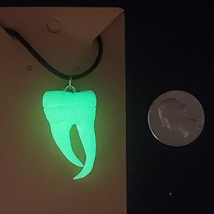 Glow in the dark tooth necklace