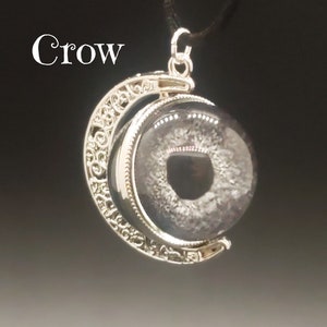 Spinning Double Sided Eye Witch Necklace Crow