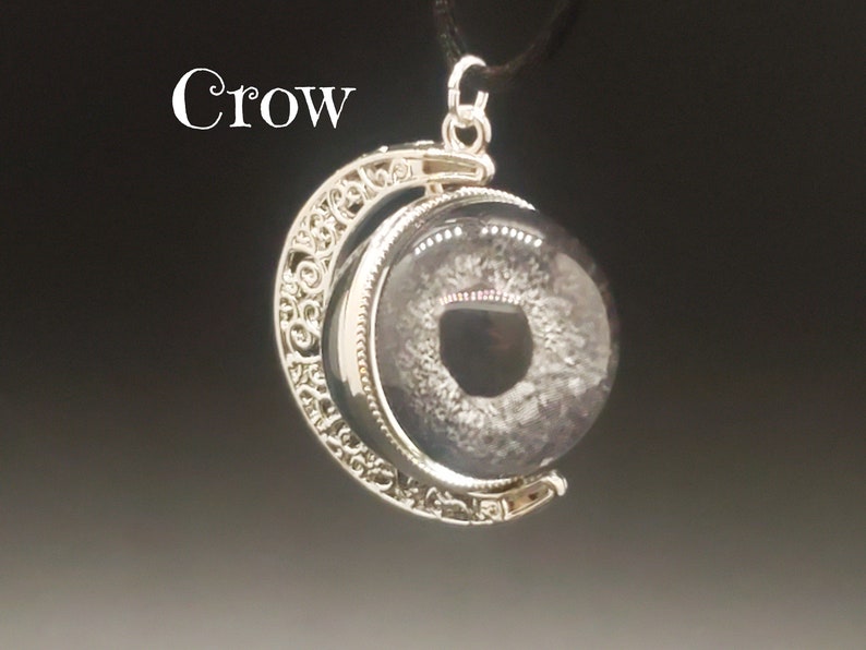 Spinning Double Sided Eye Witch Necklace Crow