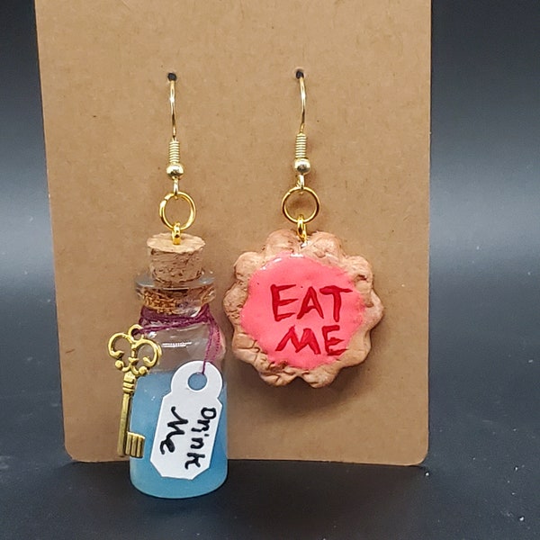 Boucles d'oreilles Drink Me & Eat Me Alice au pays des merveilles