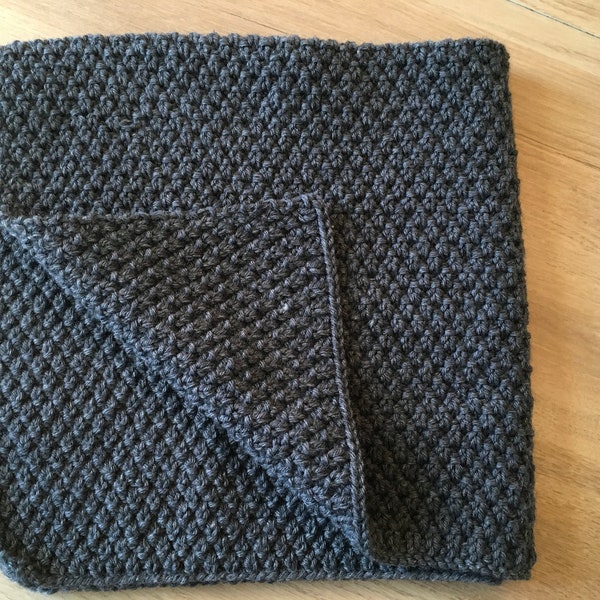 Couverture laine bébé tricot gris anthracite