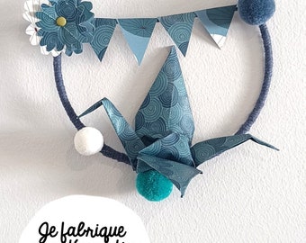 Kit créatif : Je fabrique ma Décoration en Origami [Bleu]- Collection Kawaii