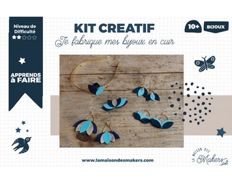 Kit créatif : Je Fabrique mes Bijoux en cuir - Coloris Bleu