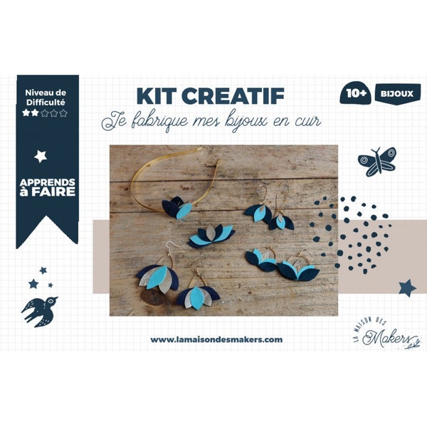 Kit créatif : Je Fabrique mes Bijoux en cuir - Coloris Bleu