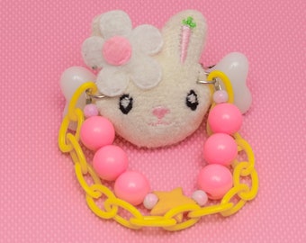 Bunny Hair Clip, Dog Bone Hair Clip, Kawaii Hair Clip, Kawaii Pastels Hair Clip, Decora Kei Bunny, Kawaii Hair Clip, Star Hair Clip  -10192
