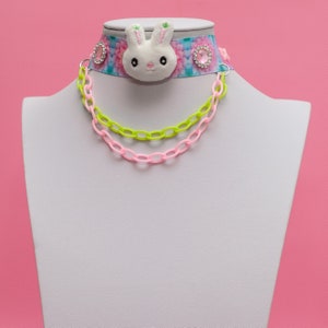 Bunny Choker, Kawaii Pastels Choker, Kawaii Choker, Pastel Choker, Kawaii Bunny, Harajuku Necklace, Fairy Kei, Decora Fashion - 10297