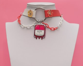 Menhera Jewellery, Harajuku Choker, Kawaii Goth Choker, Spooky Choker, Punk Choker, Flower Choker -10342