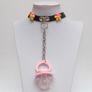 Adult Pacifier, Pink Dummy, Pink Pacifier, Cosplay, Pastel Goth Fashion, Kawaii Goth Choker, Pastel Pink, Roleplay, Alt Jewelry - 10435
