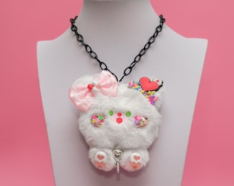 Collier Yami Kawaii, pendentif ours en peluche, collier menhera, collier peluche, nounours kawaii, collier Harajuku, collier pilules -10305