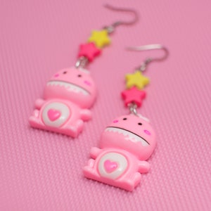 Kawaii Dino Earrings, Harajuku Earrings, Kawaii Earrings, Kawaii Pastel Earrings, Star Earrings -10173