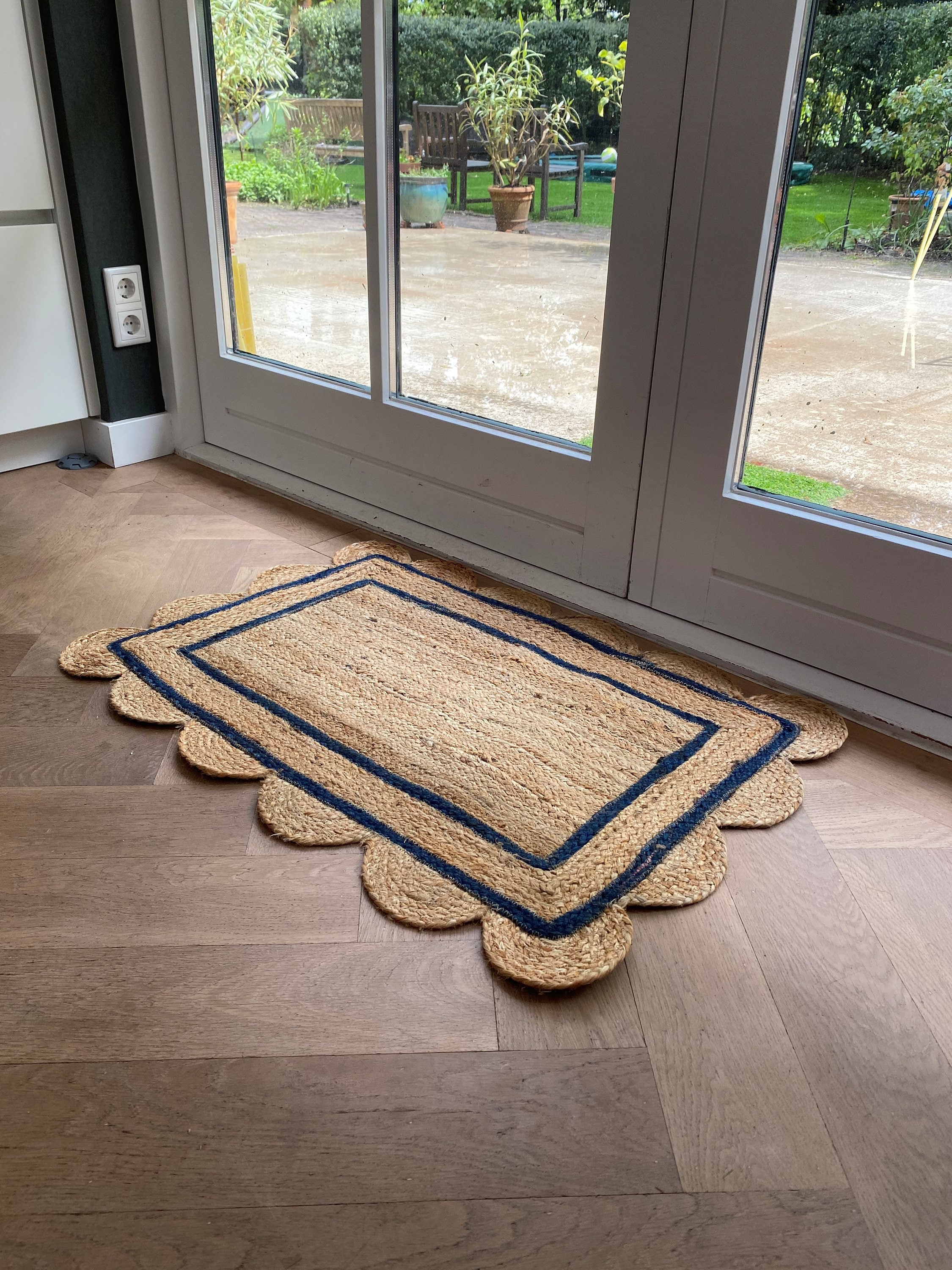 Jute doormat scalloped 67 cm wide x 92 cm long Etsy