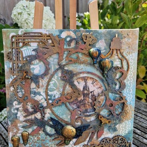 Steampunk clock tower canvas