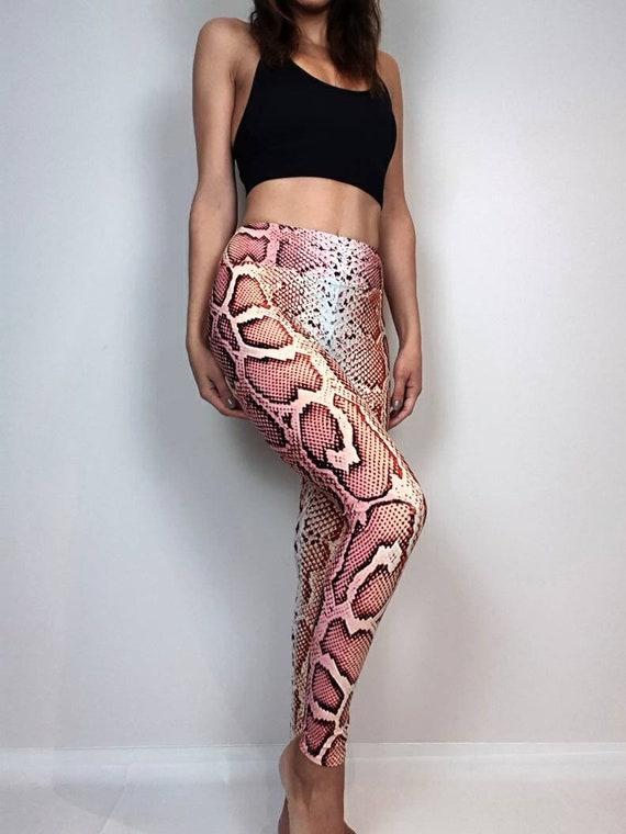 Snake Leggings Red Python, Yoga Pants, Activewear, Patterned Gym Leggings,  Fitness Leggings 