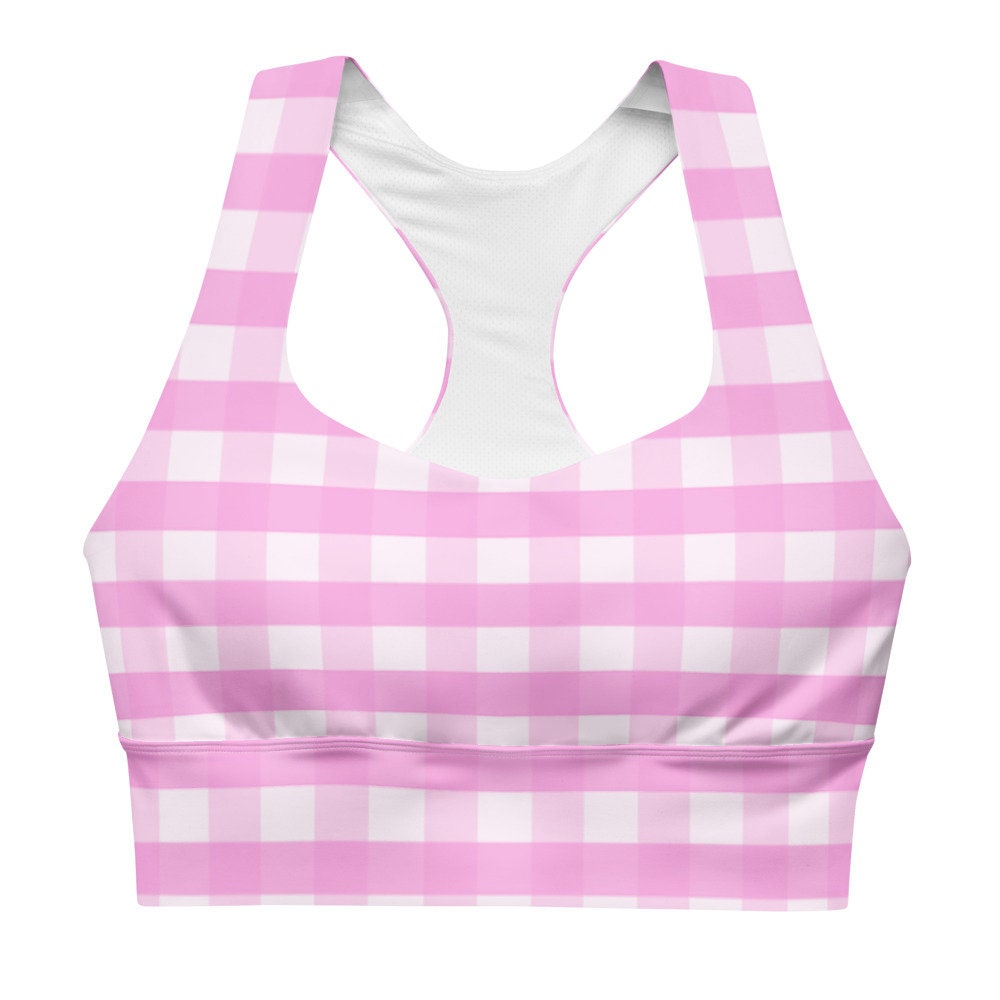 Gingham Sports Bra Available in Pink, Blue and Black Checkered