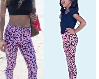 Mommy and me leggings Pink leopard, matching Yoga Leggings, Mini me Leggings, Gym Leggings, Patterned Leggings, Activewear - separate items