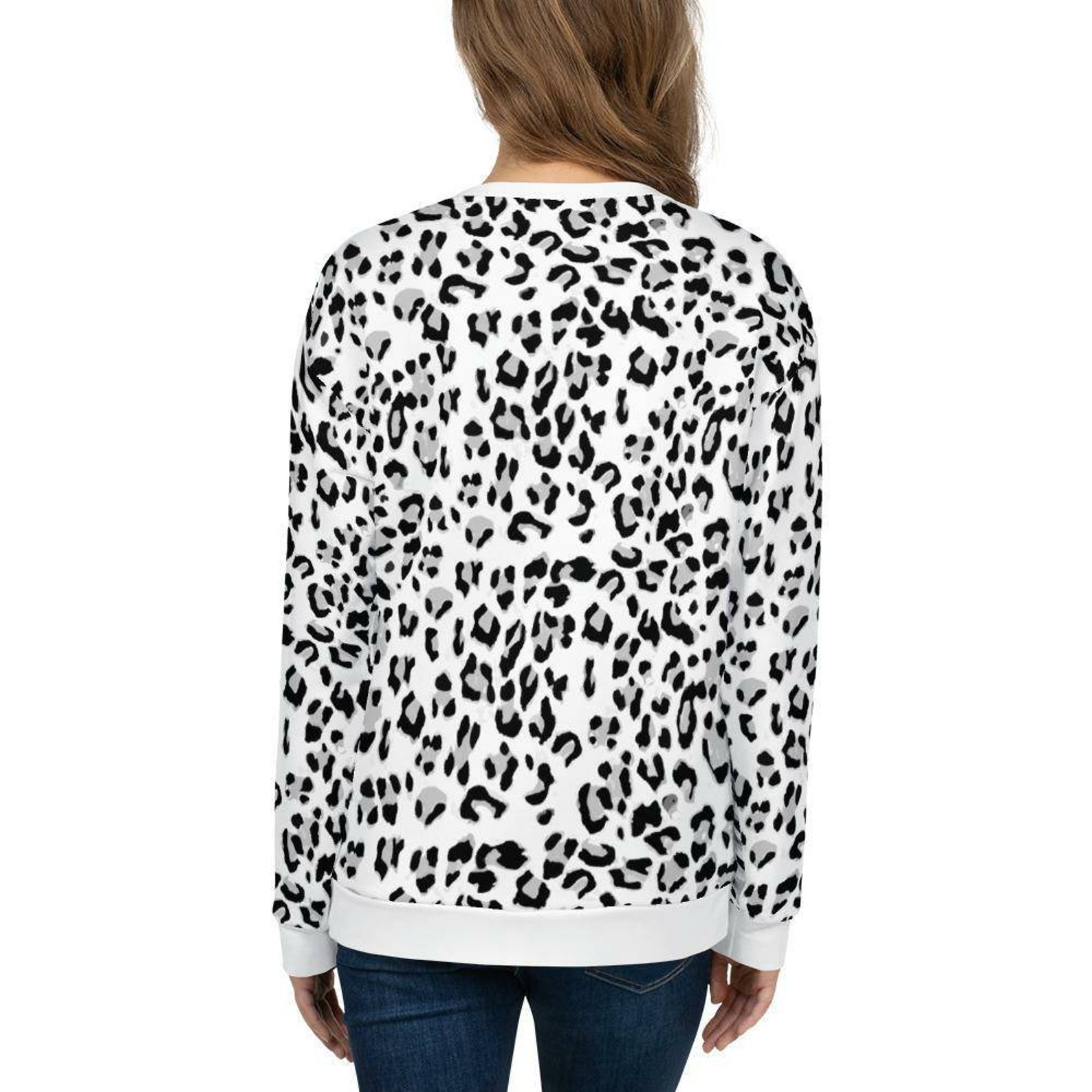 White Leopard Sweatshirt - Etsy