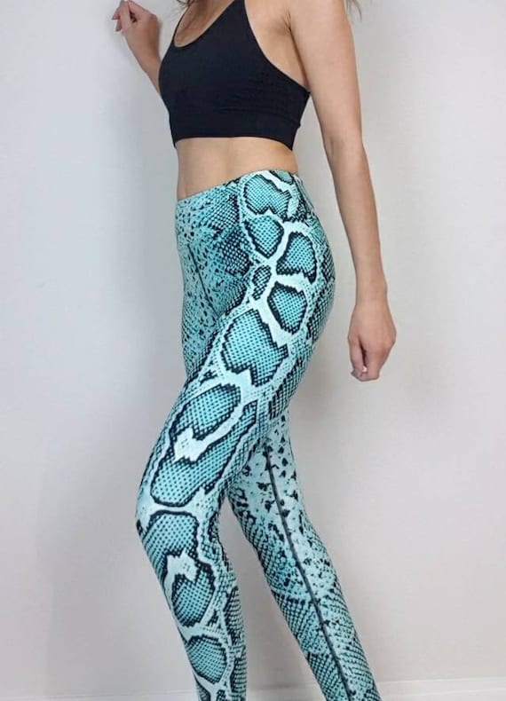 Snake Leggings Green Python, Yoga Pants, Activewear, High Waist Printed  Leggings, Patterned Leggings, Animal Print Fitness Leggings 