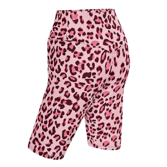 Pink leopard bike shorts sale