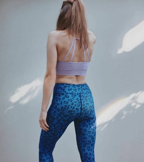 High Waist Leggings Neon Blue Leopard, Yoga Leggings, Workout Leggings, Gym  Leggings, Patterned Leggings, Yoga Pants, Activewear 