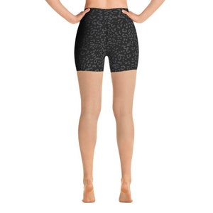 Yoga Shorts Black & Grey Leopard, Activewear, High waist shorts, Patterned shorts, Gym shorts, Workout shorts image 5